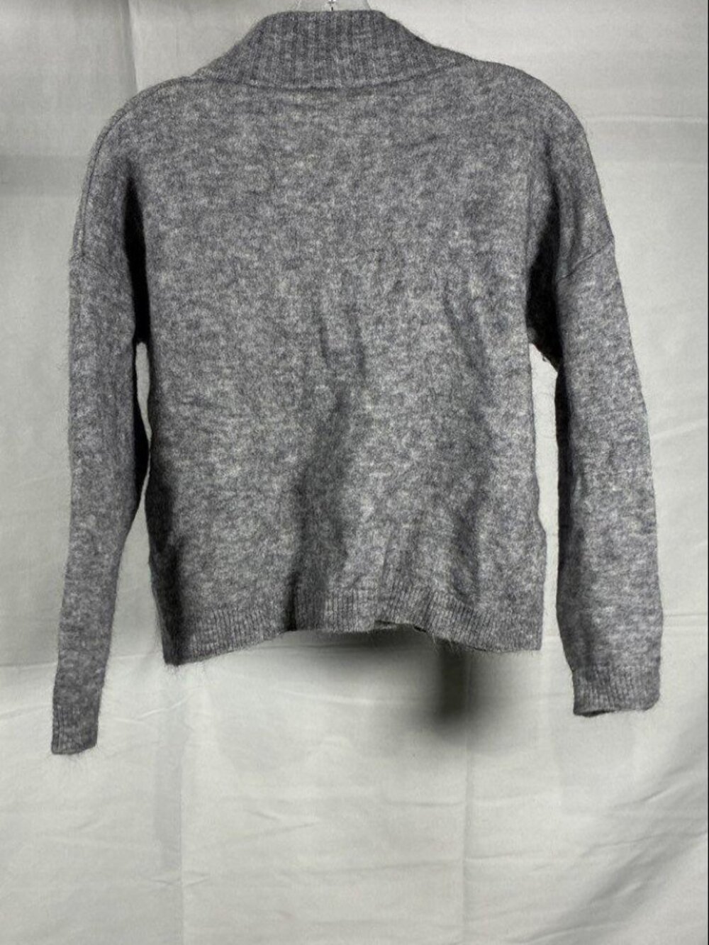 Sézane Tobias Jumper Grey Mohair Merino Wool Half Zip Sweater M - Picture 4 of 6